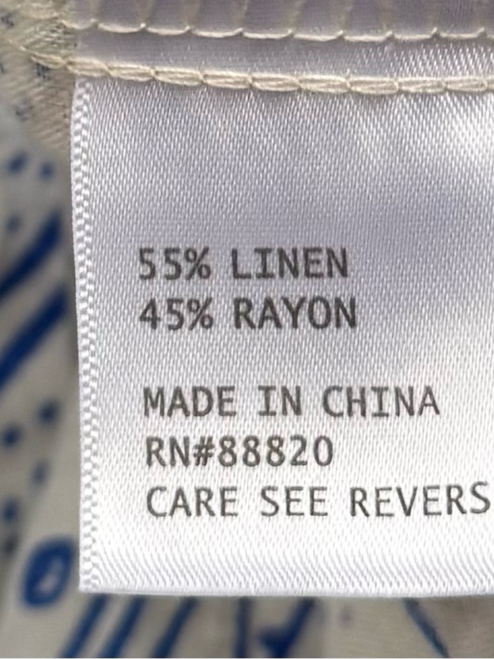 Calypso St,Barth Linen Blend Toile Coastal Croo top Shirt Blue White Size Large - Picture 5 of 9